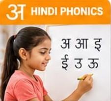 Children learning Hindi reading and writing